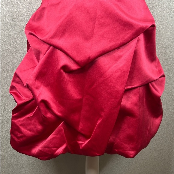 David's Bridal Raspberry Pink 80's Style Strapless Satin Prom Wedding Dress 4 - Picture 3 of 7